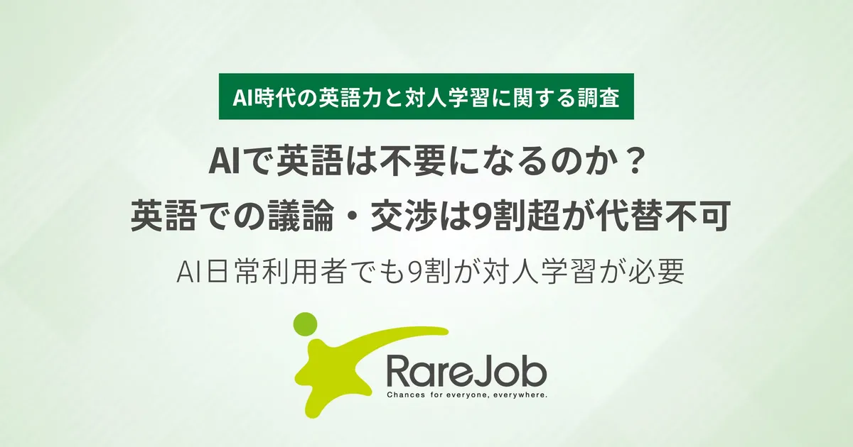 レアジョブ、AI時代の英語力に関する実態調査を発表。議論・交渉は9割超が「AI代替不可」と回答