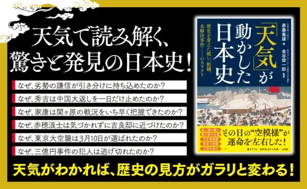 三笠書房、斎藤義雄著・金谷俊一郎監修『「天気」が動かした日本史』をキンドルで配信開始