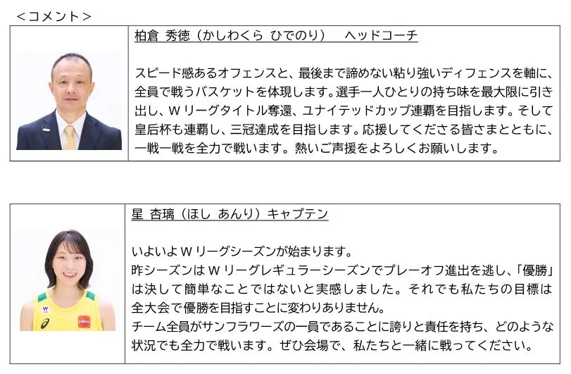 ENEOSサンフラワーズ、2026-27シーズンが10月14日開幕のユナイテッドカップより始動