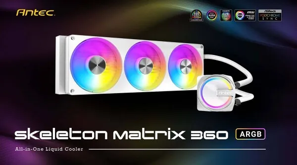 Antec、スケルトンフレーム採用のARGB水冷CPUクーラー「Skeleton Matrix 360 ARGB White」を10月10日発売